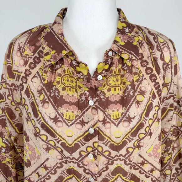 Cleobella Gina Blouse Geo Print Size Small Boho Organic Cotton Statement Casual - Picture 5 of 12